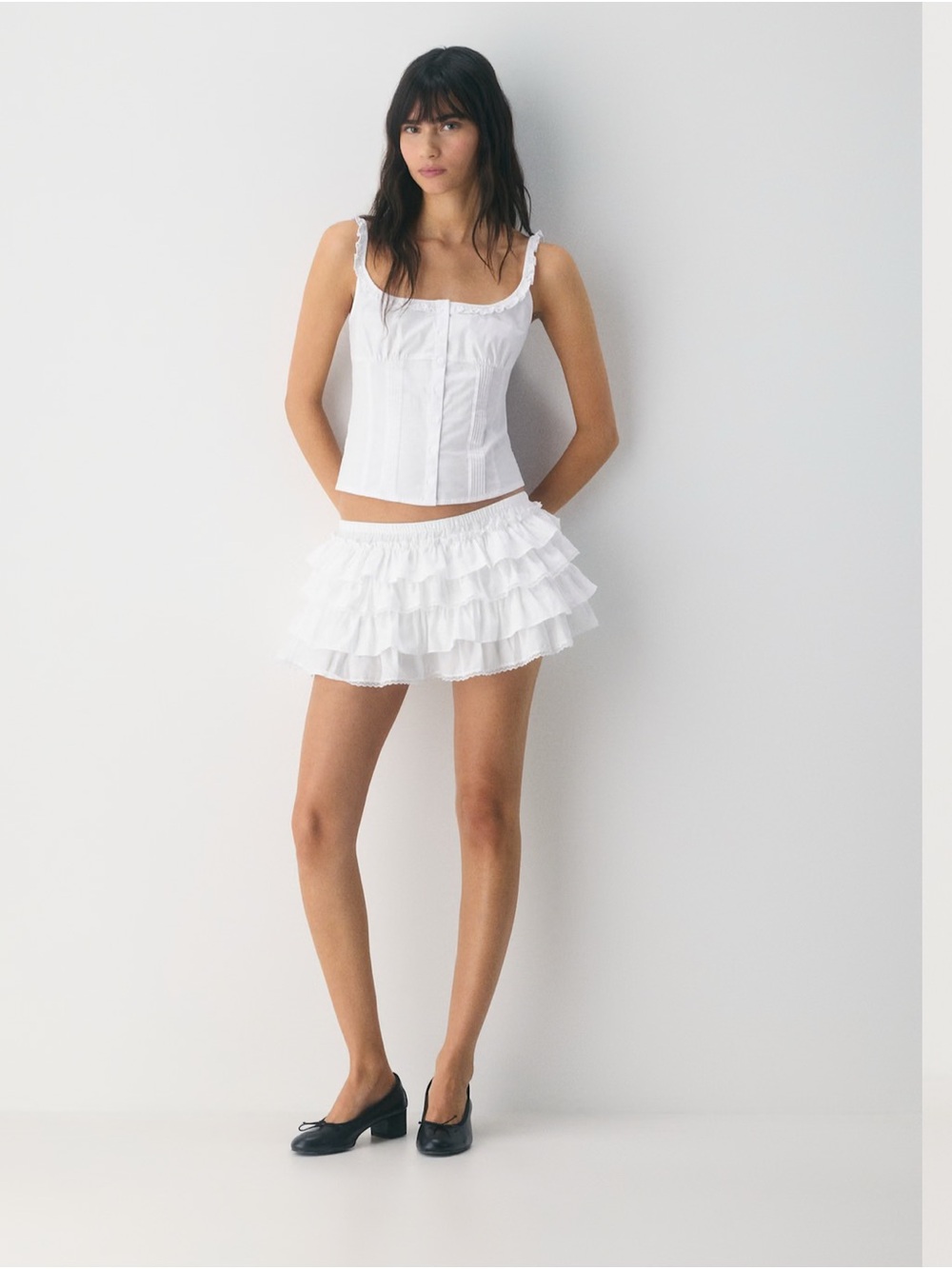 Aritzia White Poplin Mini Skirt